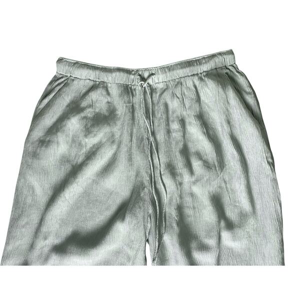 NWT Abercrombie & Fitch Crinkle Textured Pull-On Wide Leg Pant Medium Tall Green - Picture 7 of 9